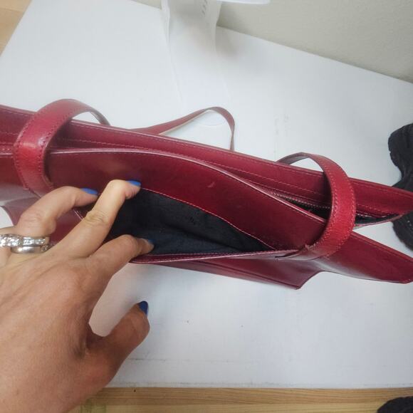 Monsac Red Leather Satchel Shoulder Bag Purse. Soft Smooth High Quality. Italy - Picture 13 of 16